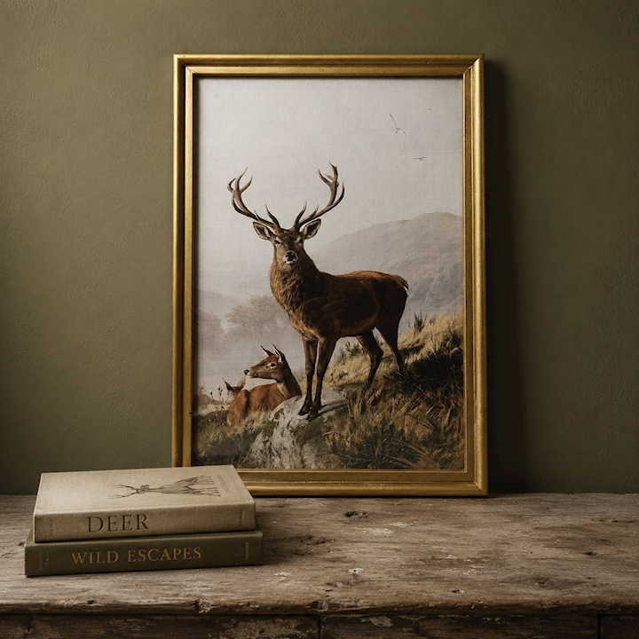 FRAMED STAG 38x55cm